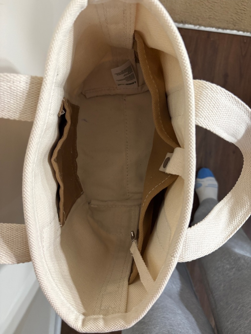 Lands End Small 3 Pocket Open Top Canvas Tote Bag - Small - Picture 3 of 4